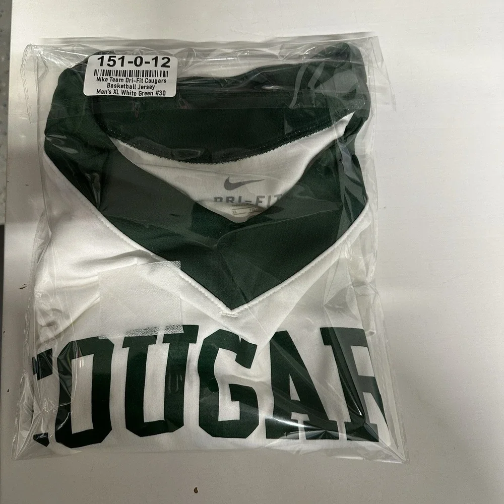 Nike Team Dri-Fit Cougars Basketball Jersey Men XL White/ Green #30‎